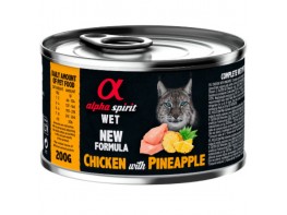 Alpha Spirit lata de comida húmeda de pollo con piña para gatos adultos 6u