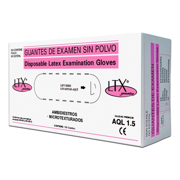 Ltx guantes latex aql 15 T-S 100uds