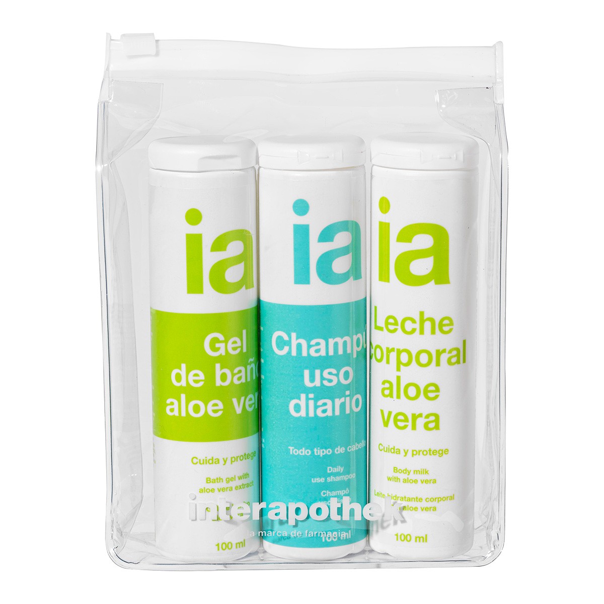 Interapothek neceser de viaje gel + champú + leche hidratante 100ml Interapothek neceser de viaje gel + champú + leche hidratante 100ml