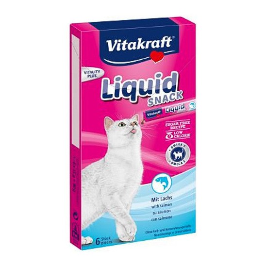 Vitakraft Liquid Snack para gatos con salmón y omega-3 6 x 18g Vitakraft Liquid Snack para gatos con salmón y omega-3 6 x 18g
