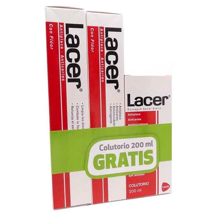 Lacer Pasta dental 125ml x2 + Colutorio 100ml Lacer Pasta dental 125ml x2 + Colutorio 100ml