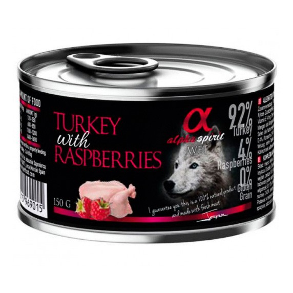 Alpha Spirit lata pavo frambuesa 12x150g Alpha Spirit lata pavo frambuesa 12x150g