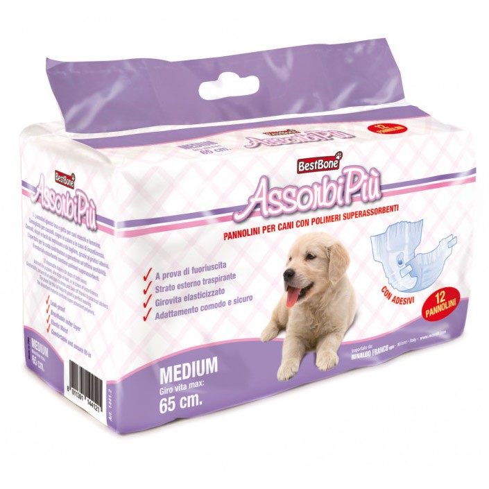  Bestbone pañal con polímeros superabsorbentes M hasta 65cm de cintura 12u