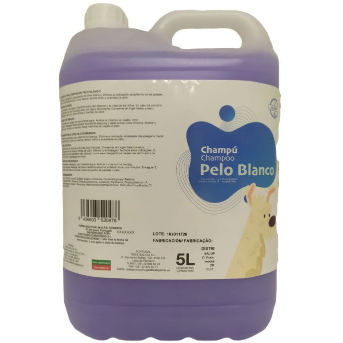 B3 champú para mascotas con pelo blanco 5l B3 champú para mascotas con pelo blanco 5l
