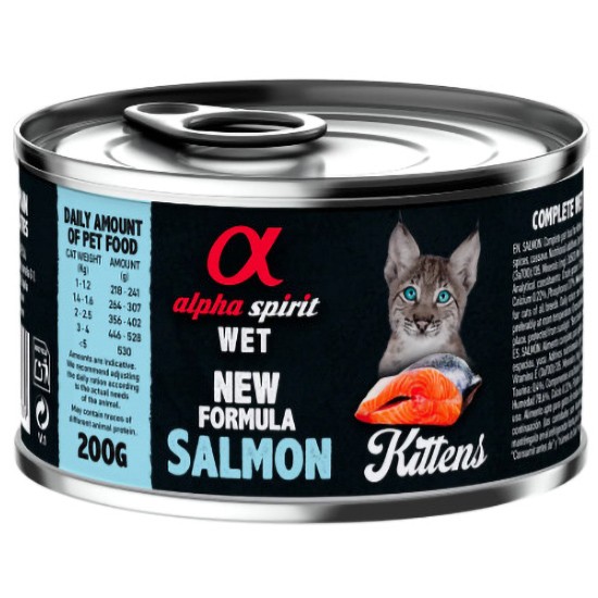 Alpha Spirit alimento húmedo para gatos de salmón en lata 6u x 200g Alpha Spirit alimento húmedo para gatos de salmón en lata 6u x 200g