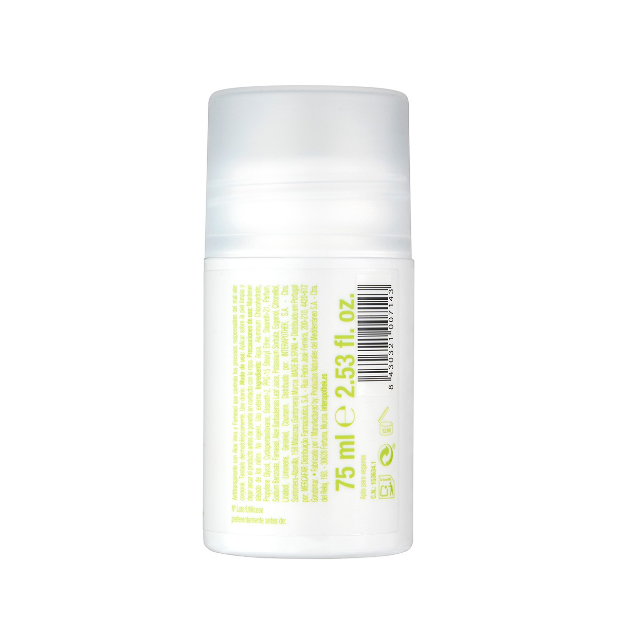 Interapothek desodorante roll-on aloe sin alcohol 75ml