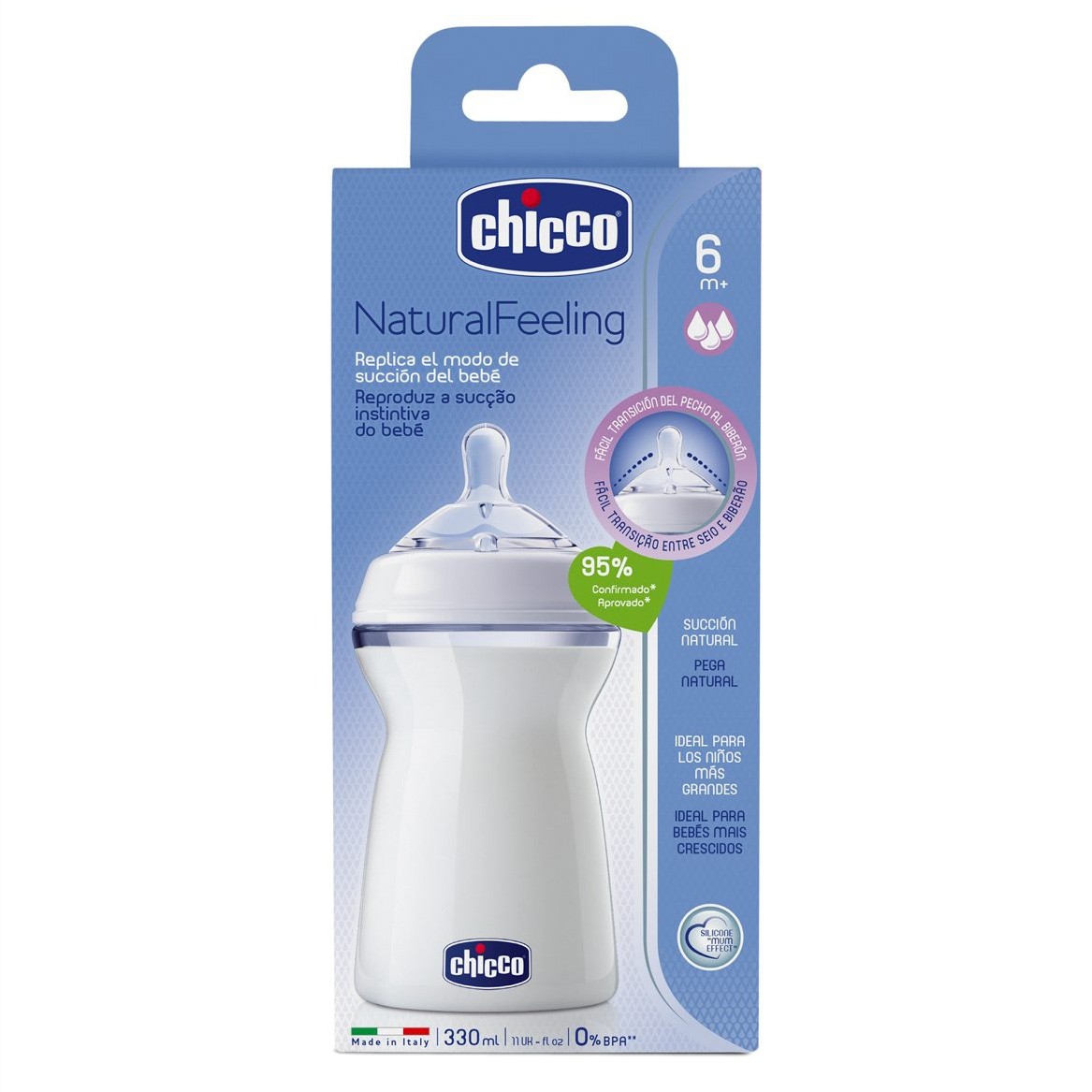 Chicco Biberón Natural Feeling flujo rápido 330ml Chicco Biberón Natural Feeling flujo rápido 330ml
