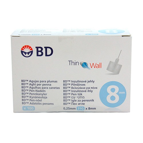 BD microfine tw 0,25 x 8mm 100uds R.320213 BD microfine tw 0,25 x 8mm 100uds R.320213