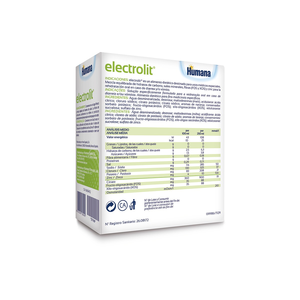 Humana Electrolit Solucion 250ml. 3uds.
Humana Electrolit Solucion 250ml. 3uds.