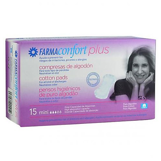 Farmaconfort Plus compresas de algodón mini 15u Farmaconfort Plus compresas de algodón mini 15u