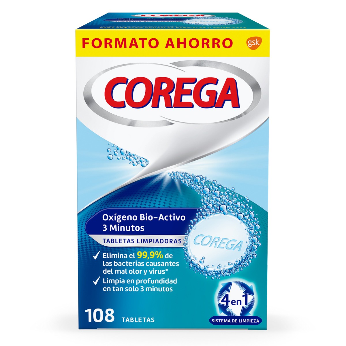 Corega oxígeno bio-activo 108 tabletas Corega oxígeno bio-activo 108 tabletas