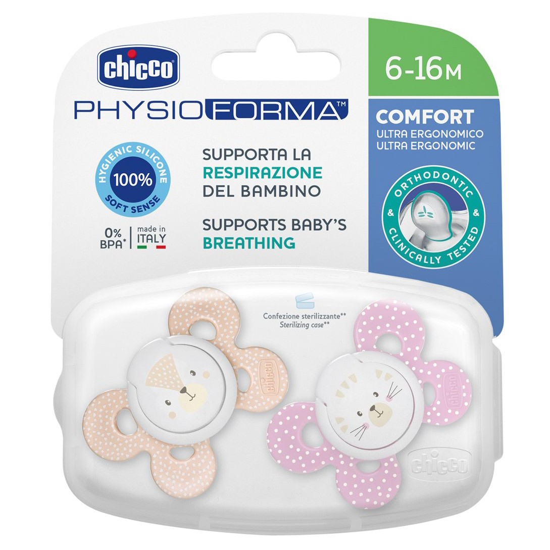 Chicco Chupete physio silicona niña 6-16 meses 2u Chicco Chupete physio silicona niña 6-16 meses 2u