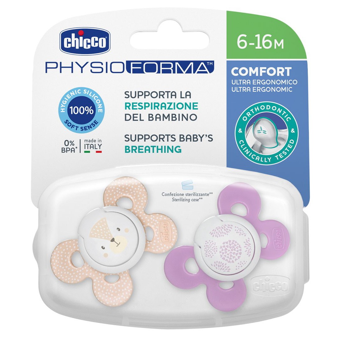 Chicco Chupete physio silicona niña 6-16 meses 2u Chicco Chupete physio silicona niña 6-16 meses 2u