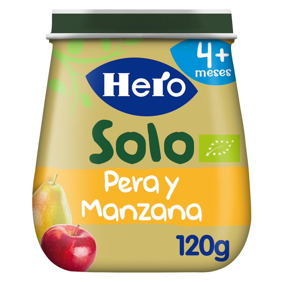 Hero Baby Solo ecológico pera manzana 120g Hero Baby Solo ecológico pera manzana 120g