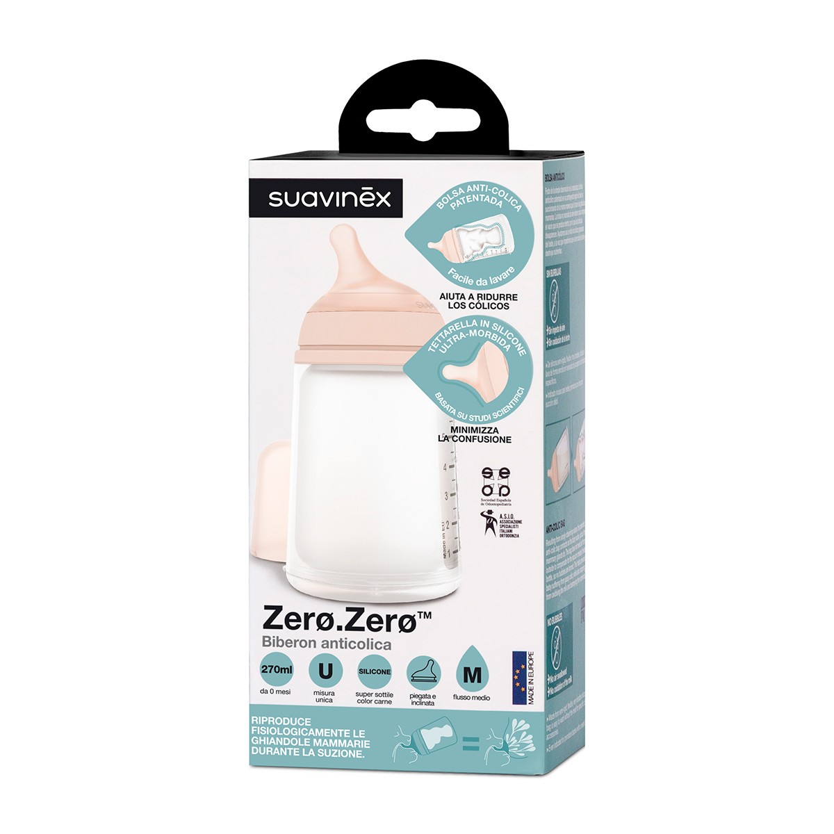 Suavinex biberón anticólico silicona talla-M 270ml Suavinex biberón anticólico silicona talla-M 270ml