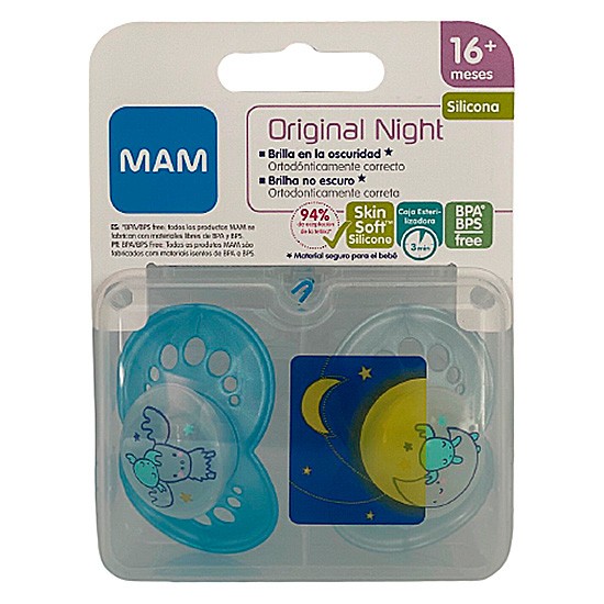 Man Baby Chupete mam night 16+ azul Man Baby Chupete mam night 16+ azul