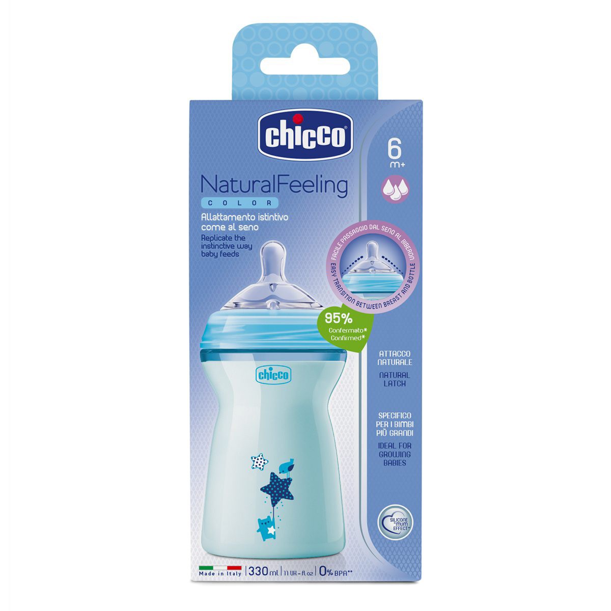 Chicco Natural Feeling biberón +6m 330ml