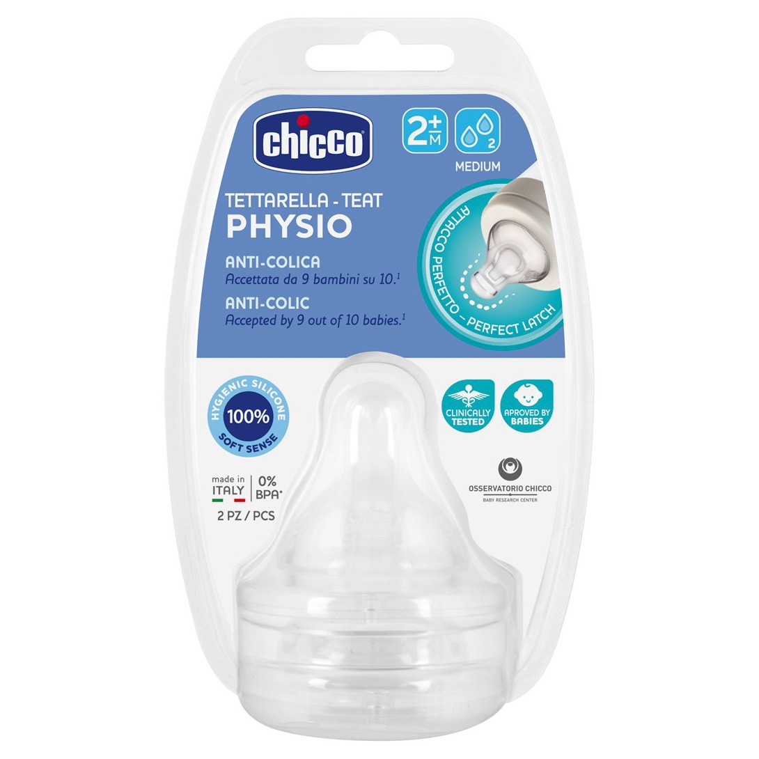 Chicco Tetina Physio silicona f/medio 2m+ 2und Chicco Tetina Physio silicona f/medio 2m+ 2und