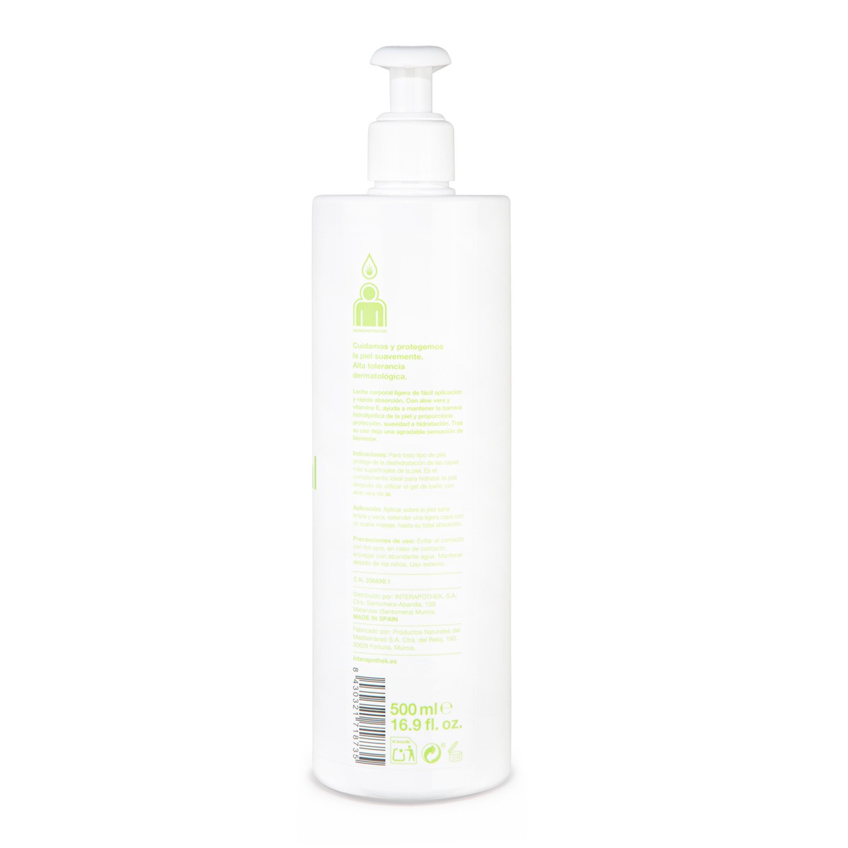 Interapothek leche hidratante corporal aloe vera con dosificador 500ml Interapothek leche hidratante corporal aloe vera con dosificador 500ml