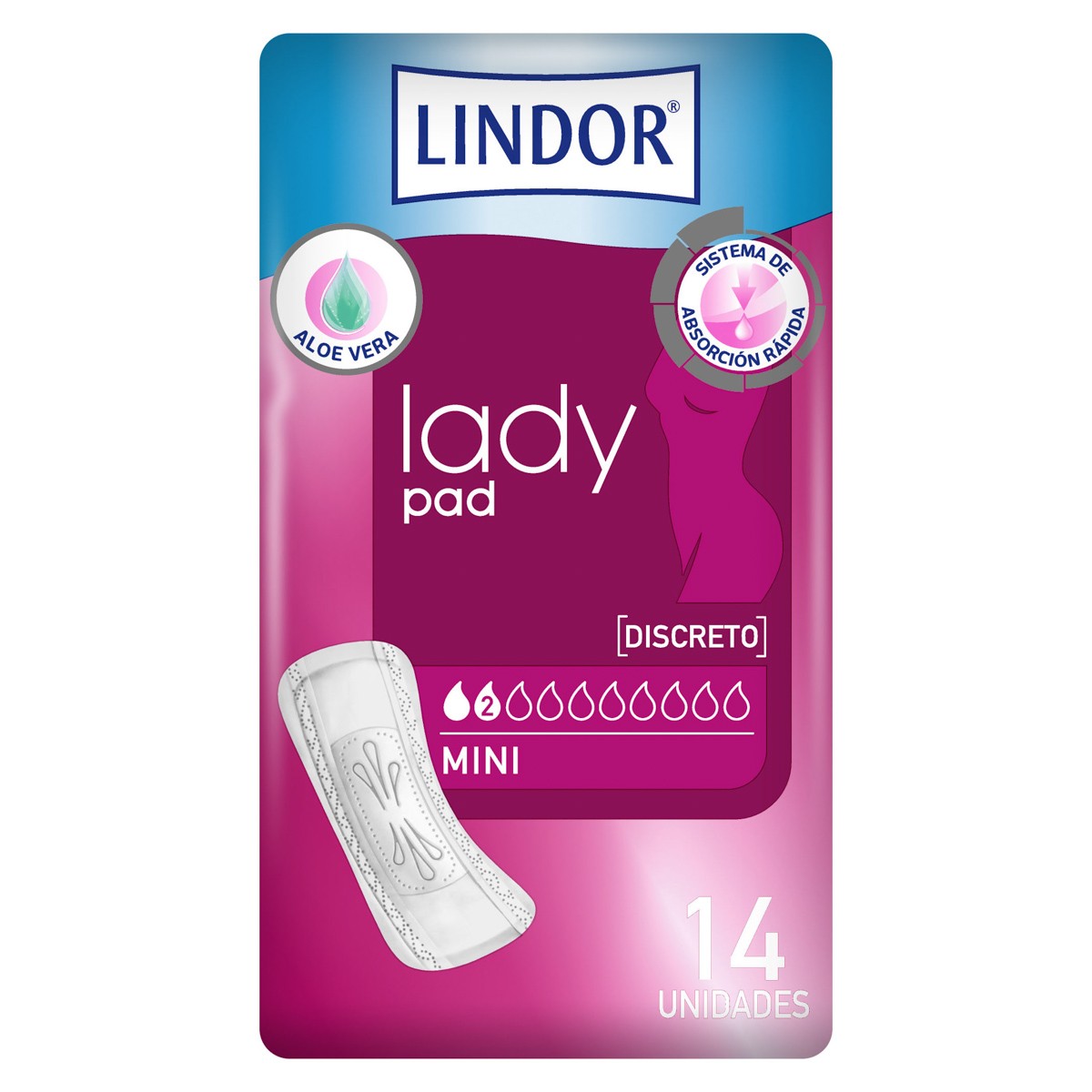 Lindor Lady pad mini 2 gotas 14u Lindor Lady pad mini 2 gotas 14u