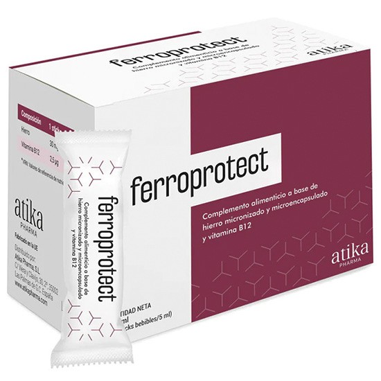 Atika Ferroprotect suplemento de hierro y vitamina B12 30 sticks Atika Ferroprotect suplemento de hierro y vitamina B12 30 sticks