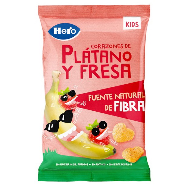 Hero snack corazón plátano y fresa 30g Hero snack corazón plátano y fresa 30g