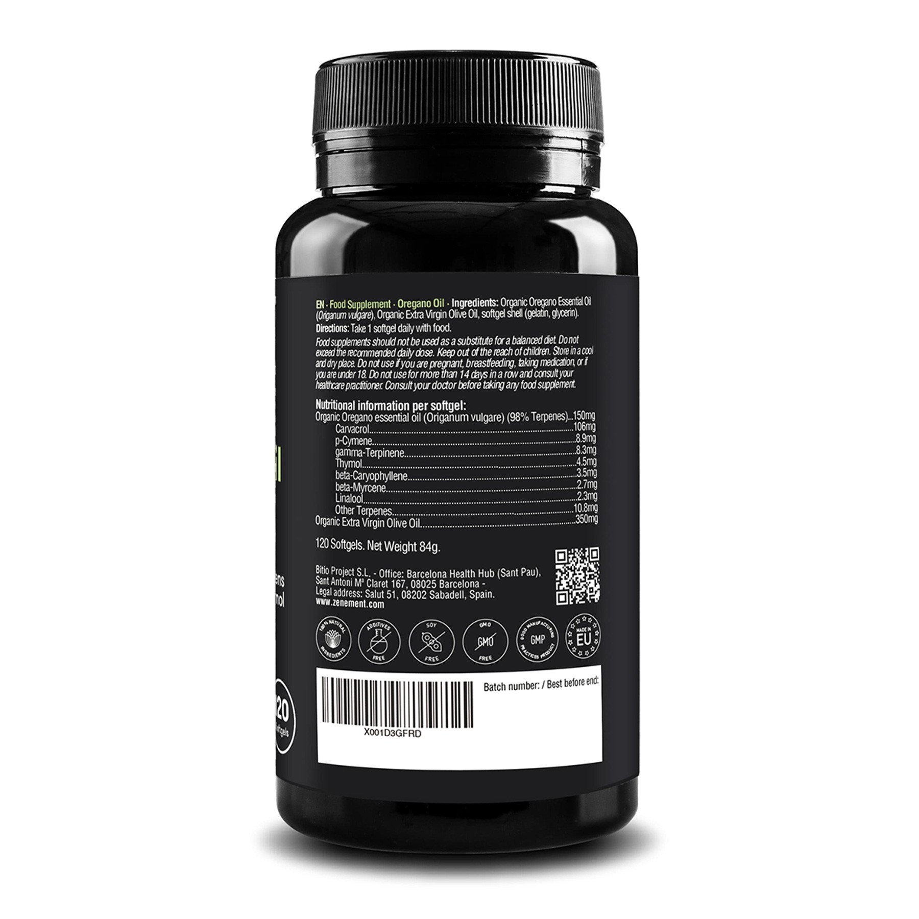 Zenement aceite de orégano ecológico 120 cápsulas Zenement aceite de orégano ecológico 120 cápsulas