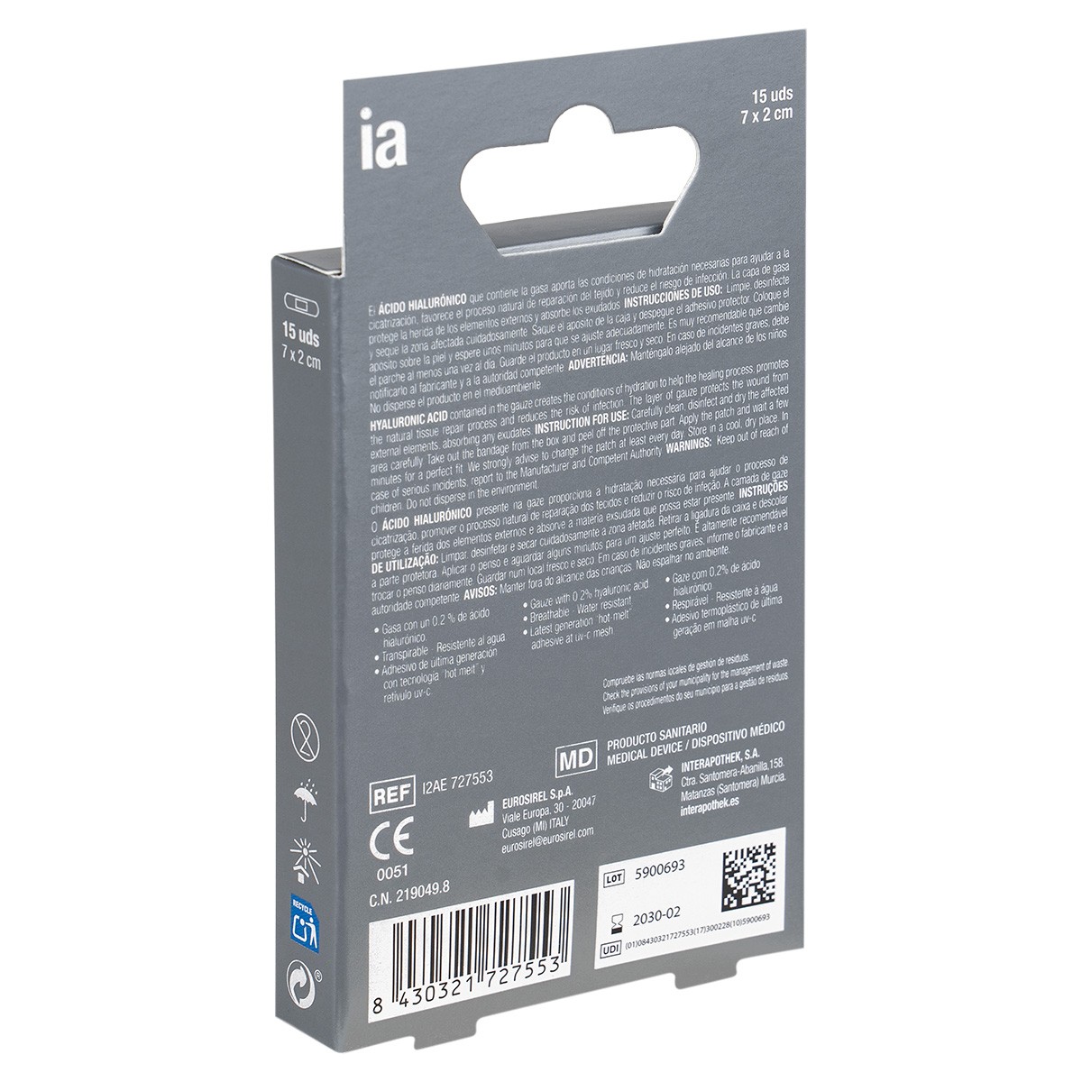 Interapothek apósitos cicatrizantes 7x2cm 15u Interapothek apósitos cicatrizantes 7x2cm 15u