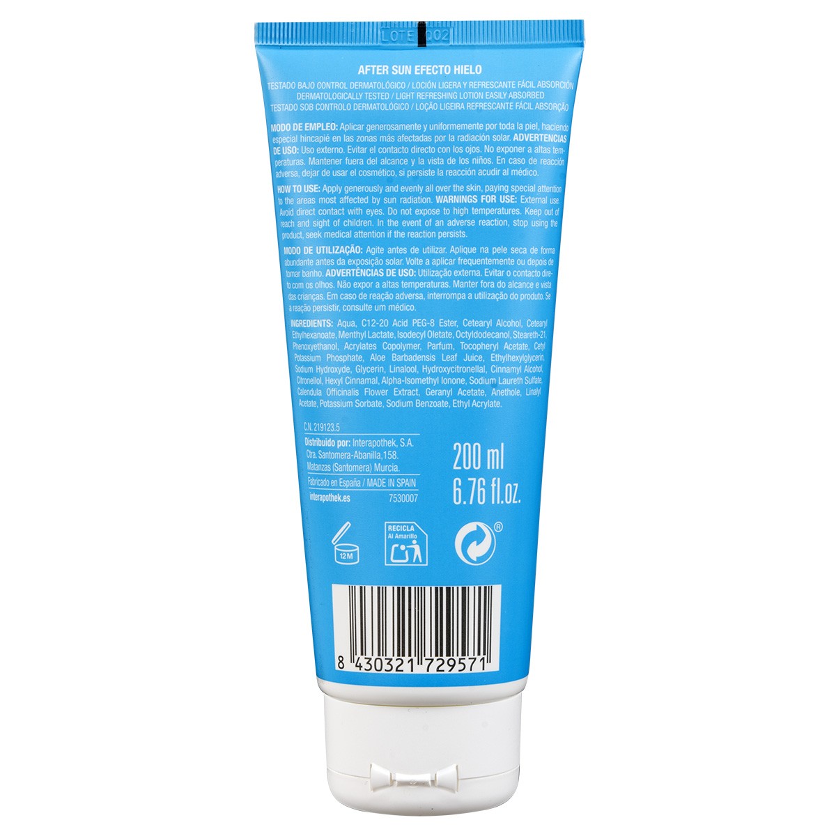 Interapothek after sun hielo 200ml Interapothek after sun hielo 200ml
