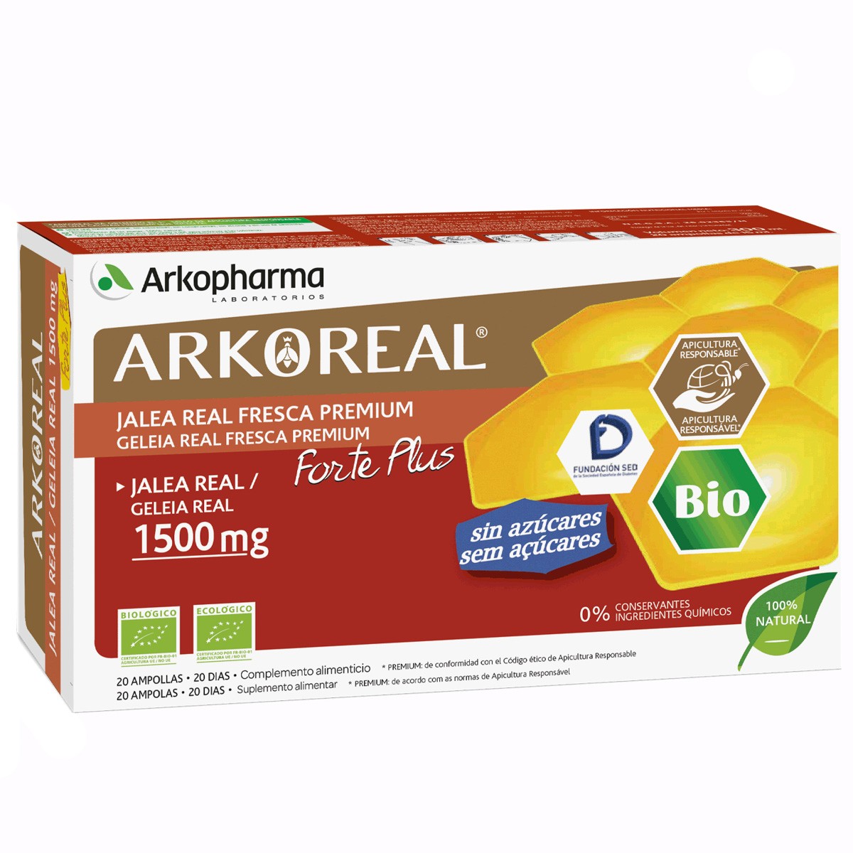 Arkopharma Arkoreal jalea real sin azúcar 20 ampollas de 1500mg Arkopharma Arkoreal jalea real sin azúcar 20 ampollas de 1500mg