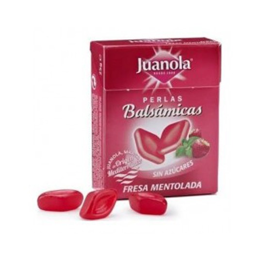 Juanola perlas de fresa mentolada 25gr Juanola perlas de fresa mentolada 25gr